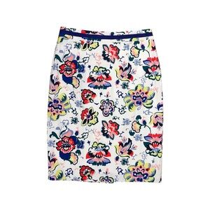 Boden Pencil Skirt Women’s Size 6 US White Floral Knee Length‎ NWT